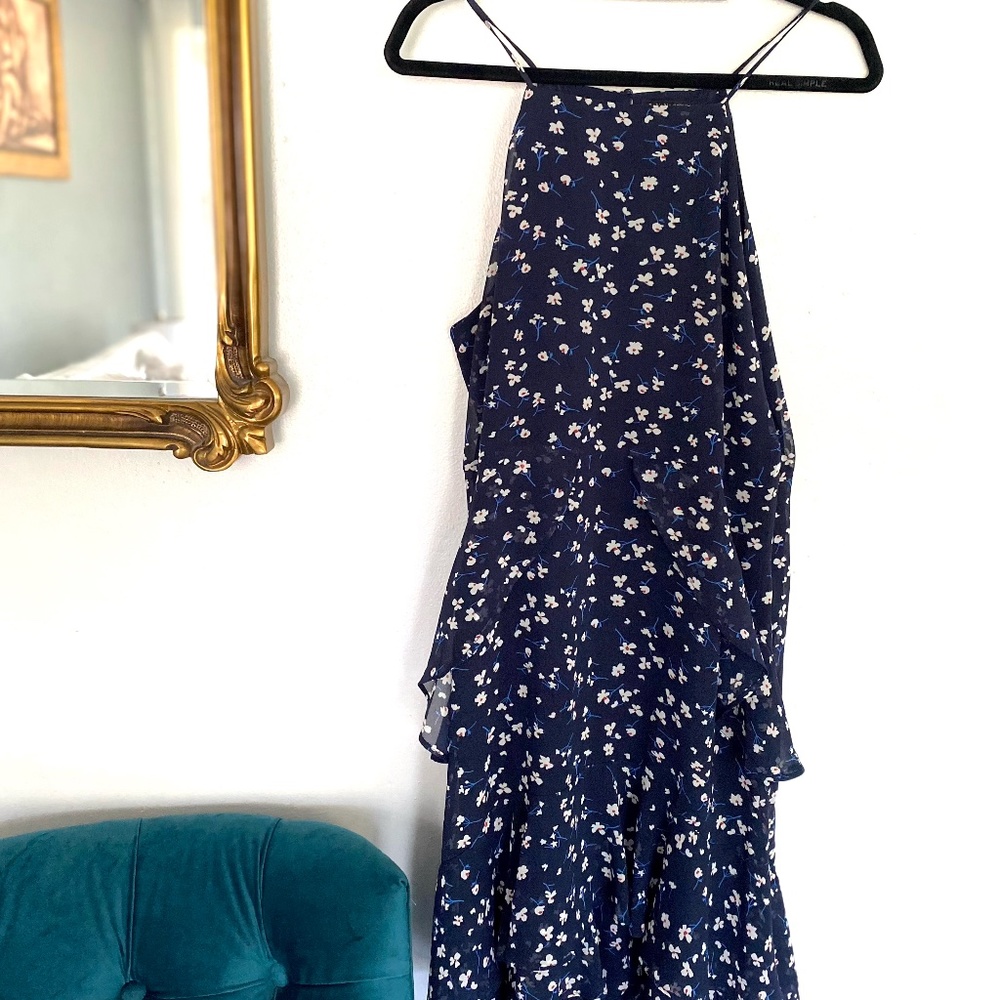 BANANA REPUBLIC BLUE FLORAL KNEE LENGTH DRESS